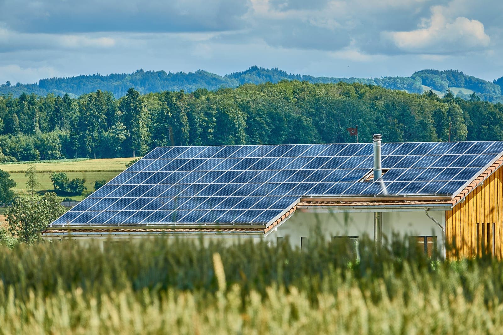 Solar panels on a new roof
