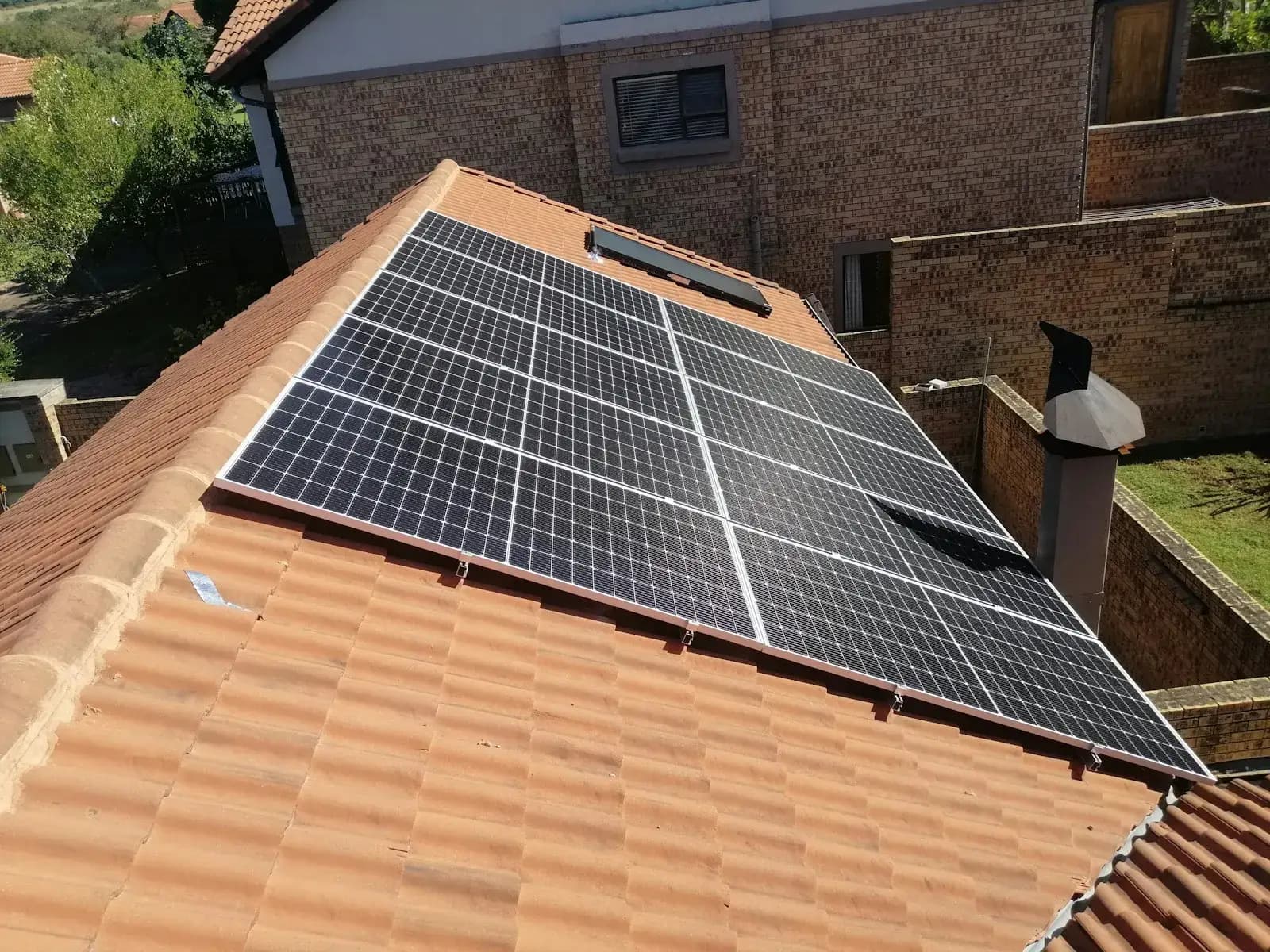 Solar panels fitted on a tiled roof